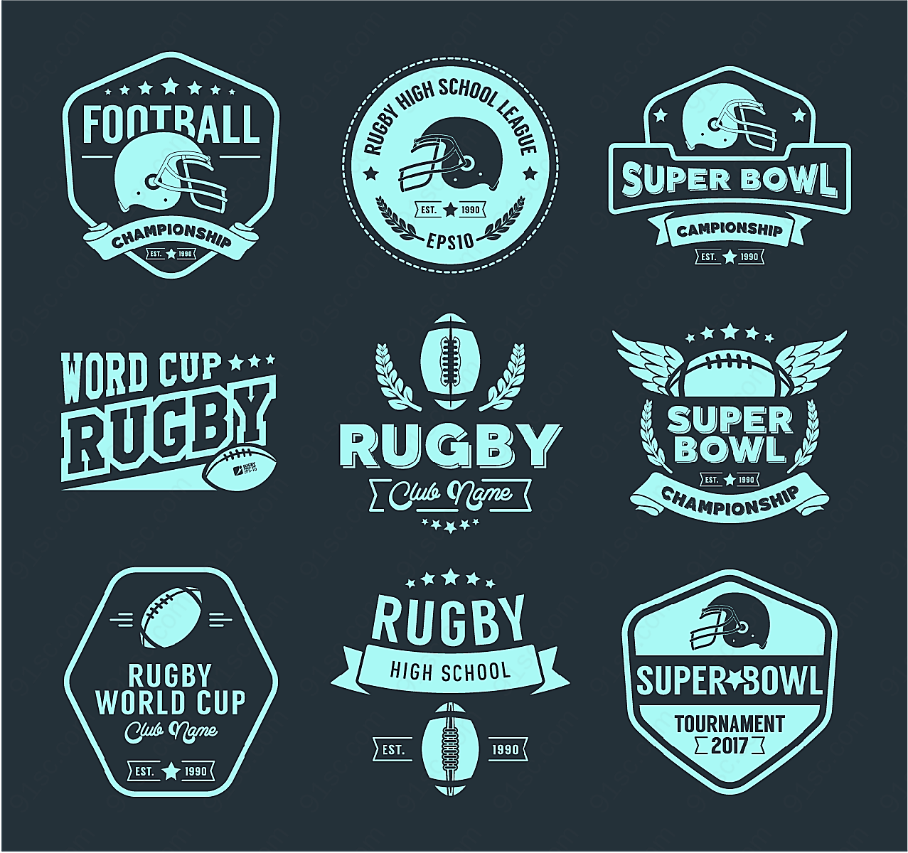 橄榄球标签矢量label矢量