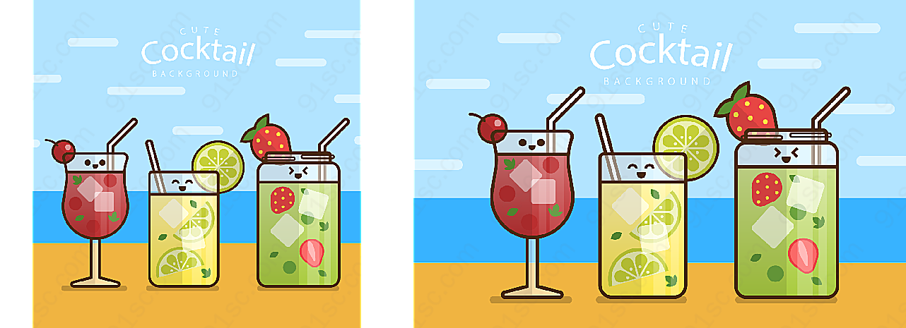 笑脸鸡尾酒矢量矢量饮品