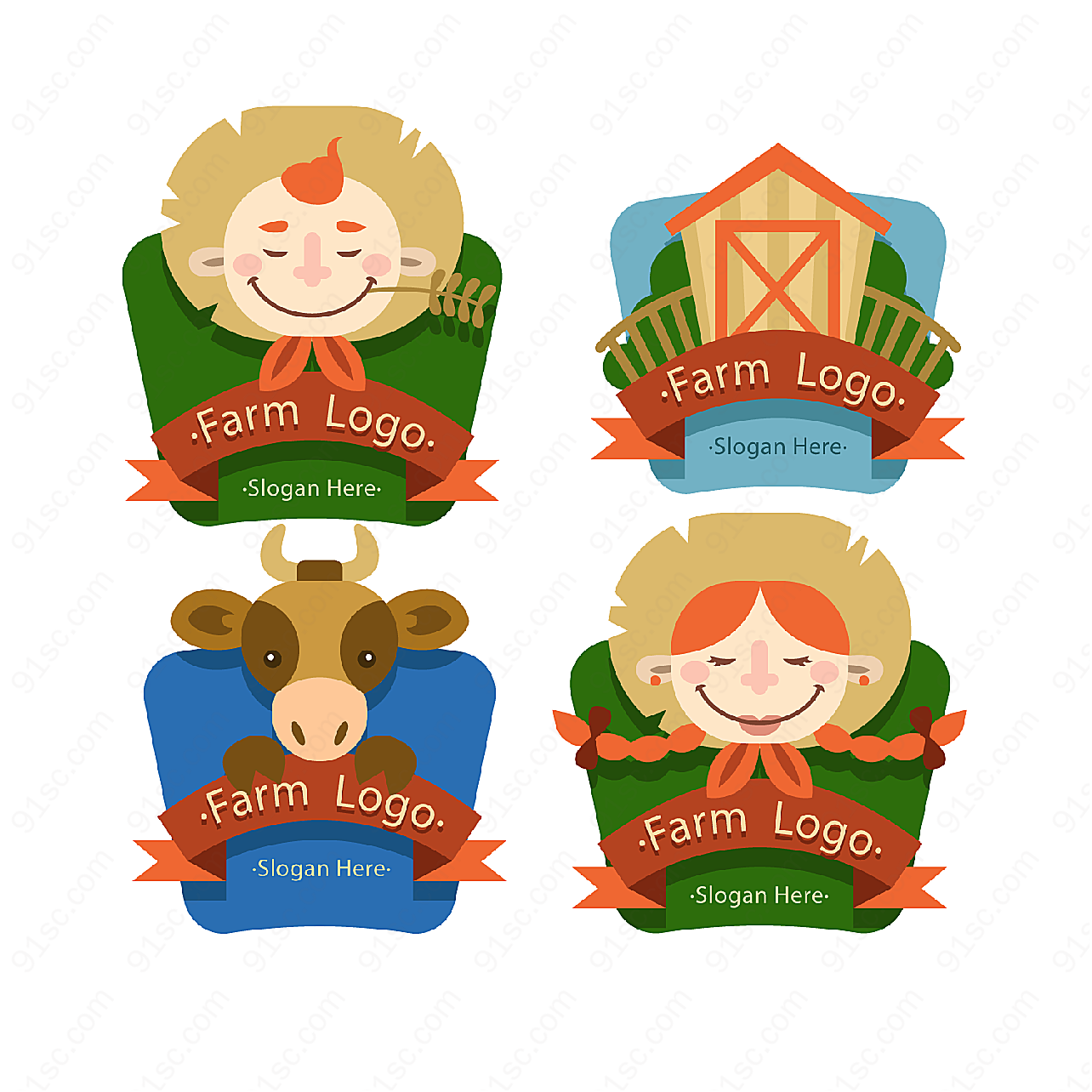 可爱农场标志矢量logo图形