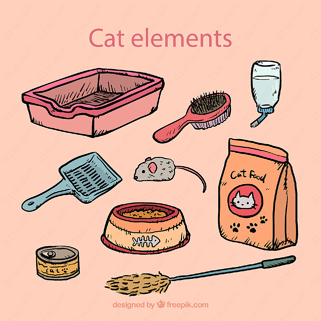 彩绘宠物猫用品矢量生活其它