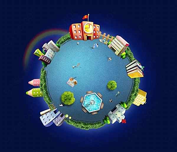创意地球psd卡通设计素材创意概念