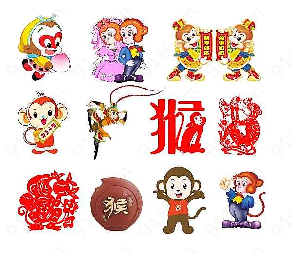 猴年新春海报设计元素节日庆典