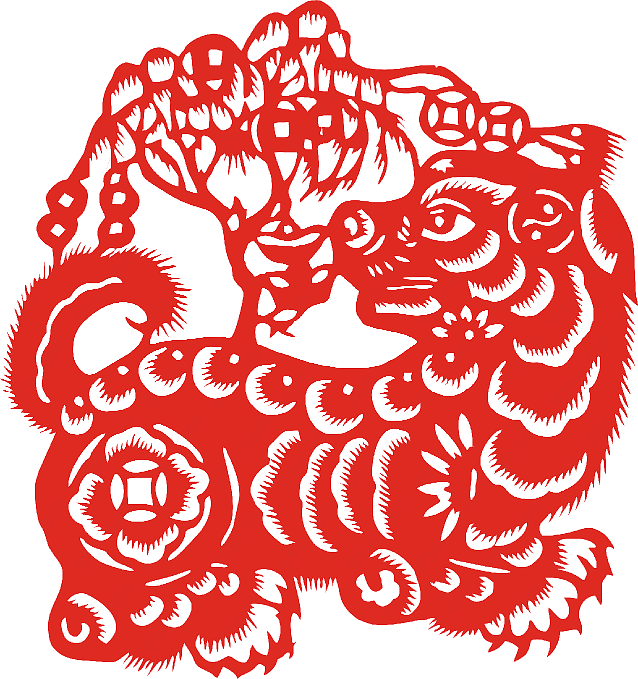 狗年喜庆艺术剪纸png元素设计